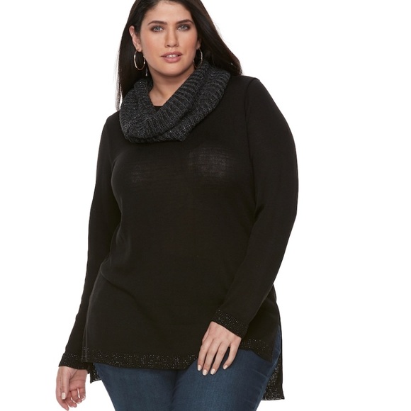 Apt. 9 Sweaters - APT. 9 Crewneck Infinity Scarf Tunic Sweater Plus